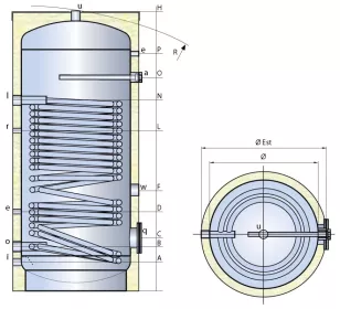 nerezový ohřívač WP1V se zvětšenou teplosměnnou plochou